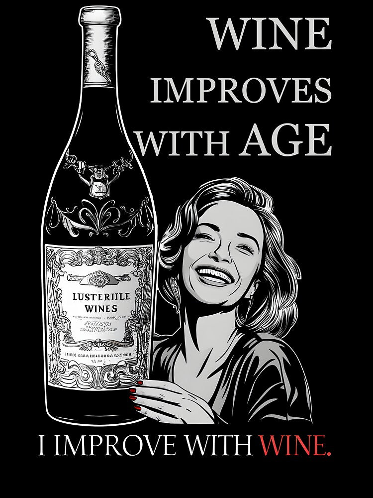 Wine Improves With Age Funny Vintage Bottle Quote Wine Lover by janastefa