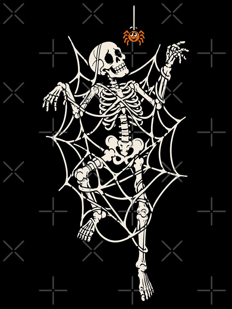 Dancing Skeleton with Hanging Spider Halloween Design by Krasnovaovaova