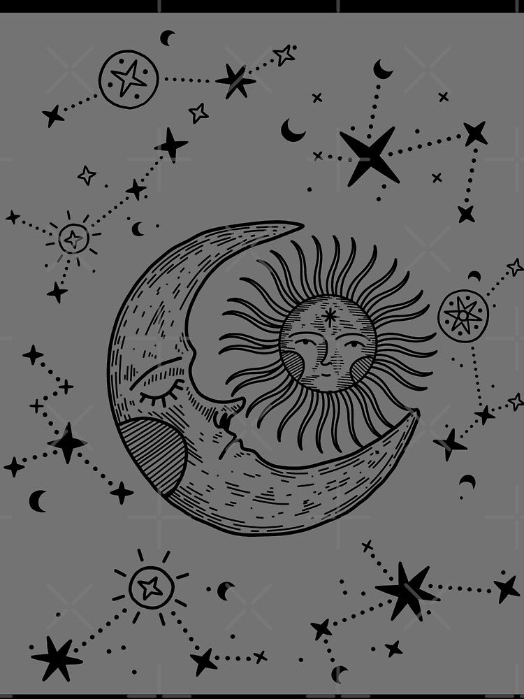 sun and moon celestial modern abstract art by cutecrazytshirt