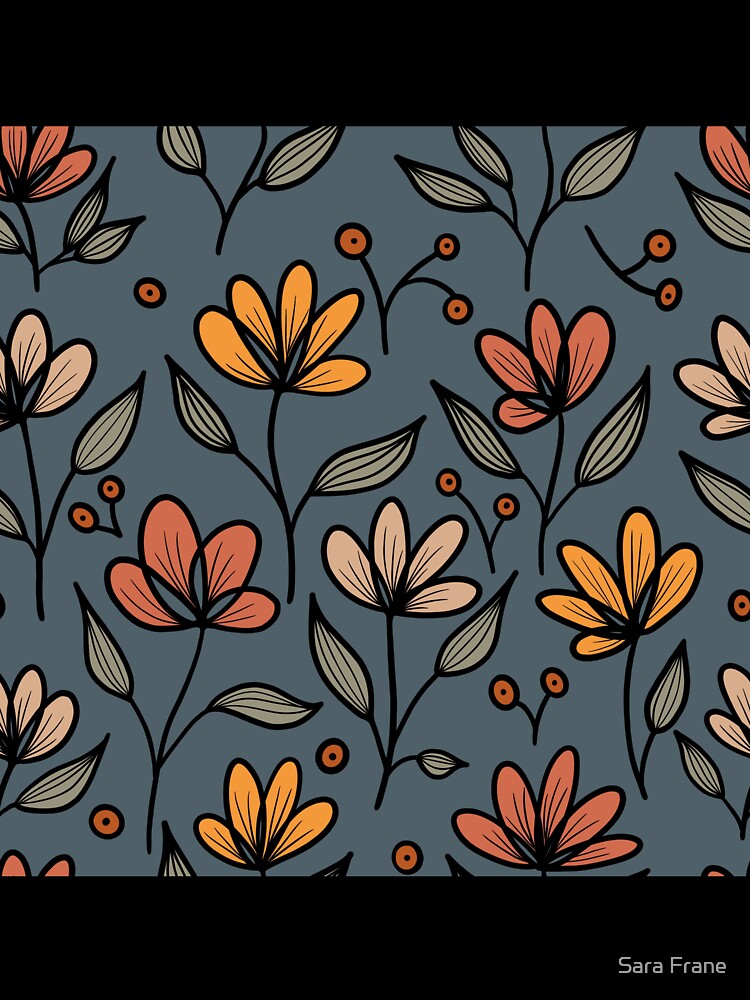 cute wildflowers on blue by Sara Frane