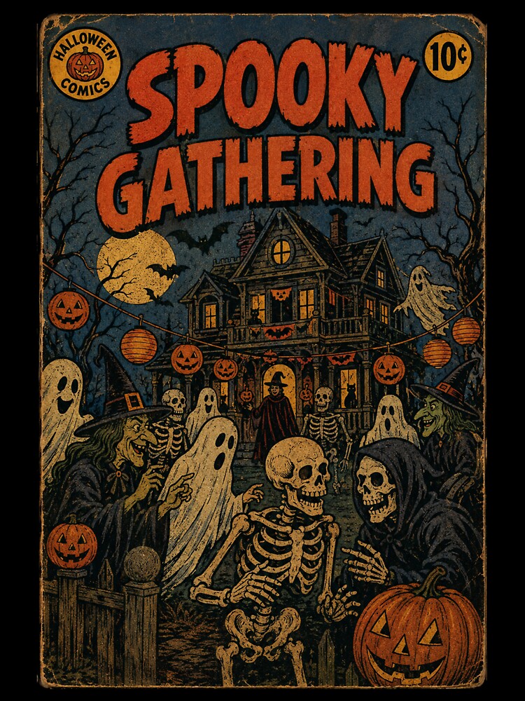 Classic Halloween Comic Book Cover Art: Haunted House Party by bapupa