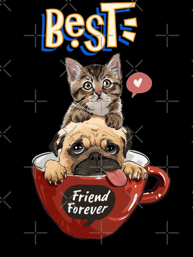 Best Friend Forever Baby Bulldog And Kitten In A Cup by darknessjeff86