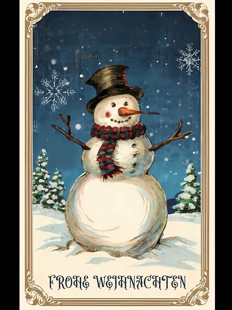 Vintage Snowmans Greeting Card: Frohe Weihnachten by EmeraldeaDesign