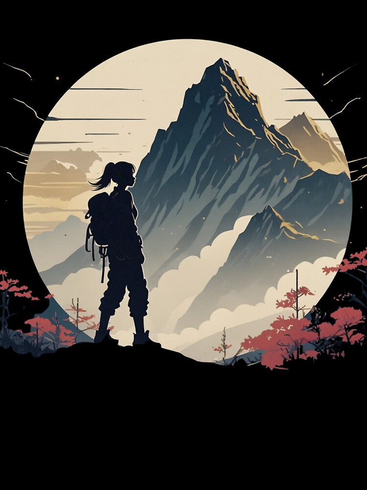 Minimalist Mountain Hiker Silhouette - Adventure & Nature Art by DscapeDesigns