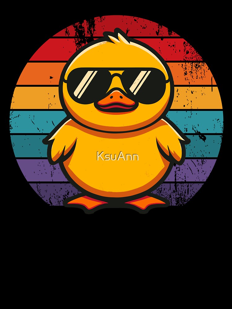Cool Retro Yellow Duck in Sunglasses 70s 80s 90s Funny Duck by KsuAnn