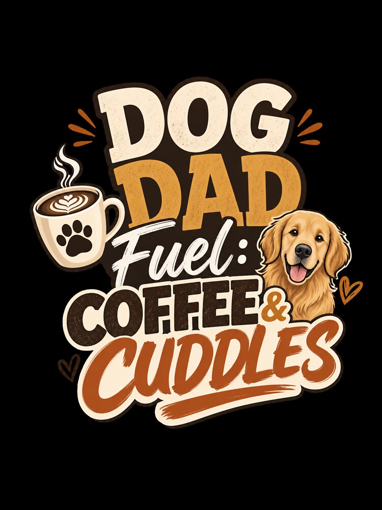 Dog Dad Fuel Coffee & Cuddles Golden Retriever T-Shirt by Ashley critters