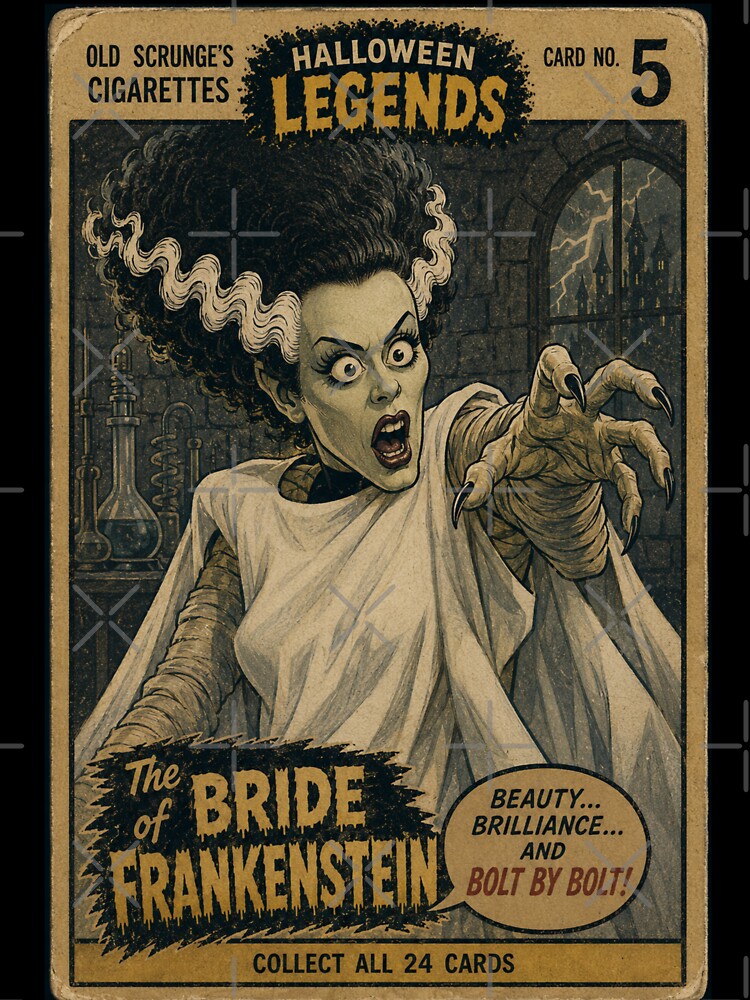 Bride of Frankenstein - Halloween Trading Cards by halibutgoatramb