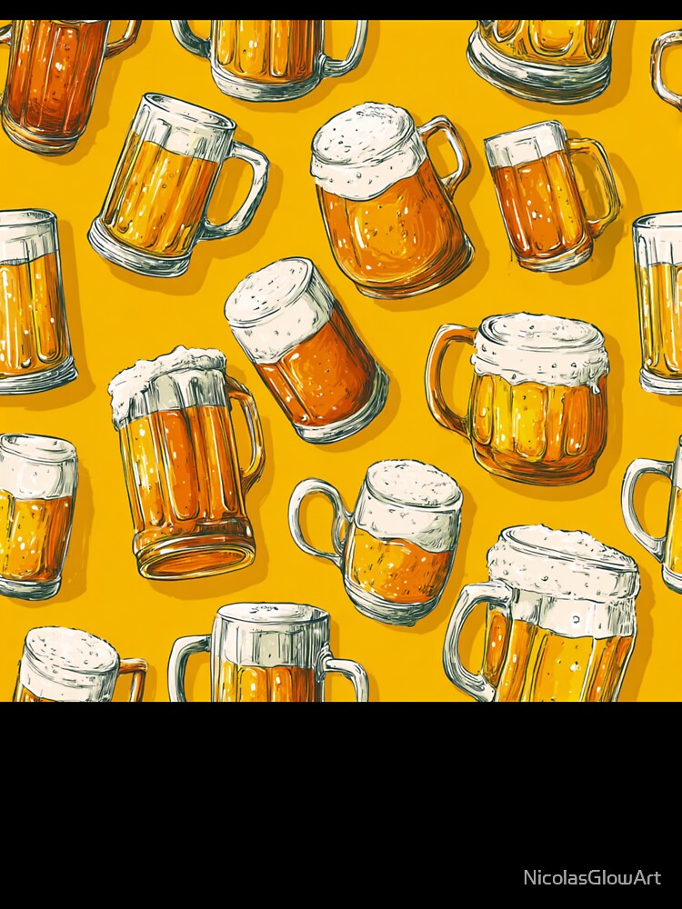 Frothy Beer Mugs Pattern Ale Lager Drinker by NicolasGlowArt