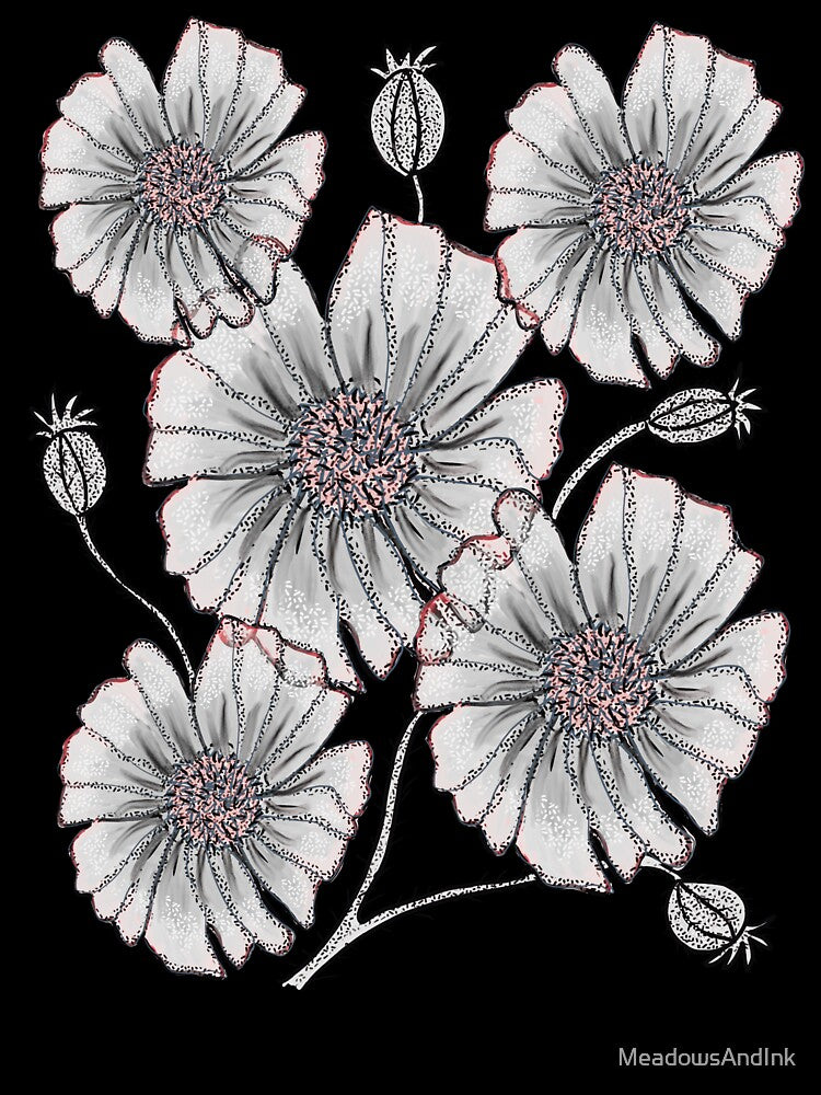 Boho floral poppies cottagecore style by MeadowsAndInk