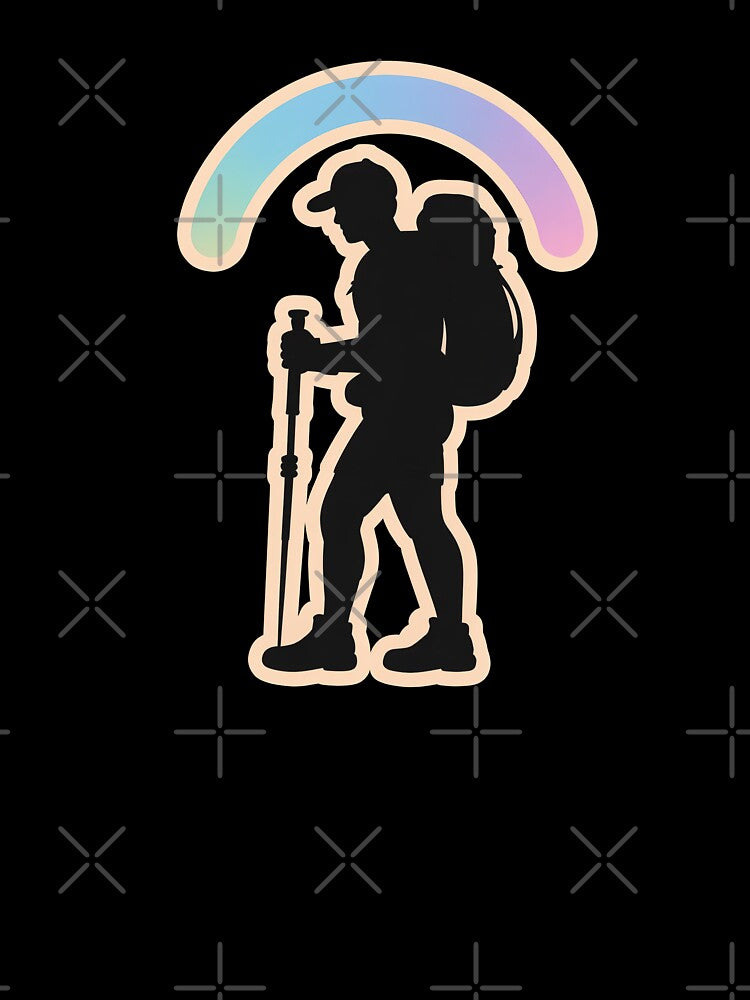 Hiker Silhouette Minimal Hiking Sticker by TrendMorphic
