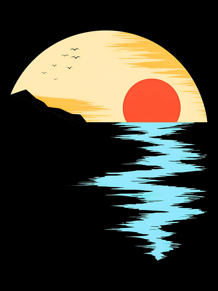 Retro Sunset Reflection Art by YarningsandYear