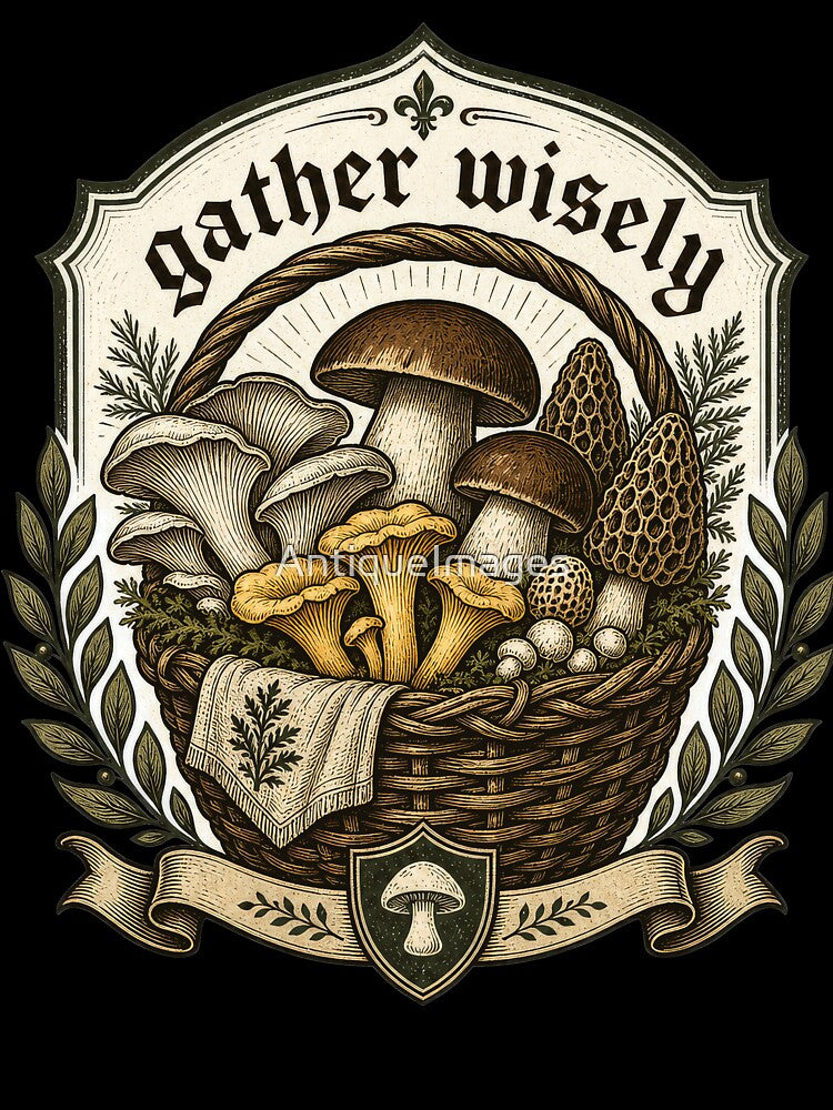 Gather Wisely Mushroom Foraging Basket Fungi by AntiqueImages