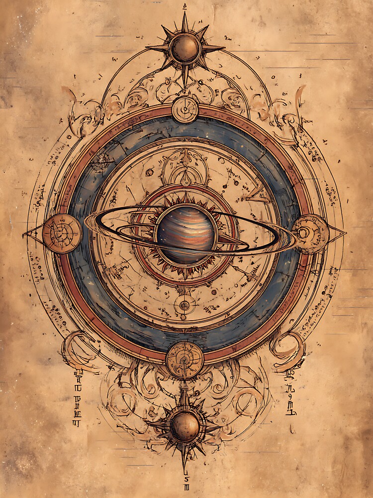 Dark Academia Art: Vintage Antique Astronomical Diagram by bapupa