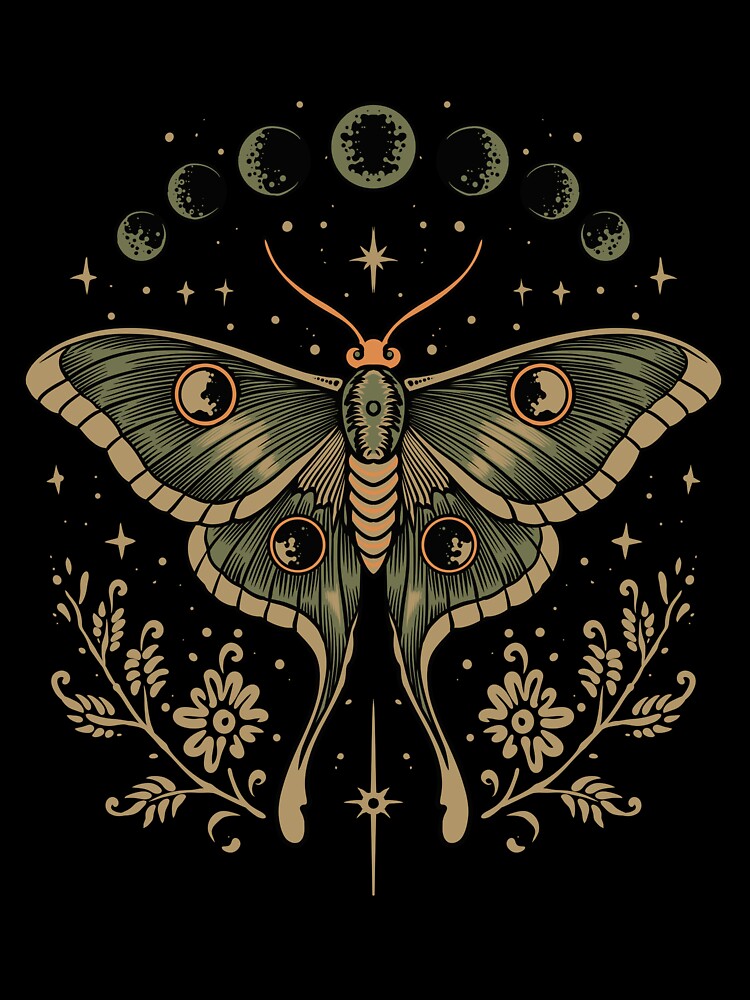 Vintage Luna Moth Celestial T-Shirt Design by phsycartwork