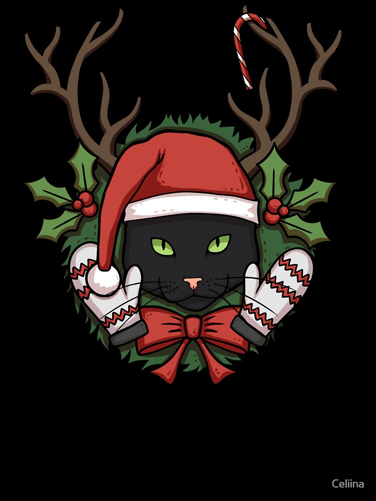 Christmas Black Cat by Celiina