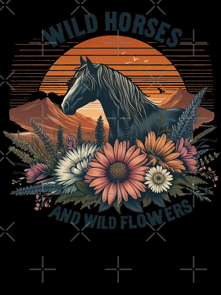 Wild horses and wild flowers by Vkinsify