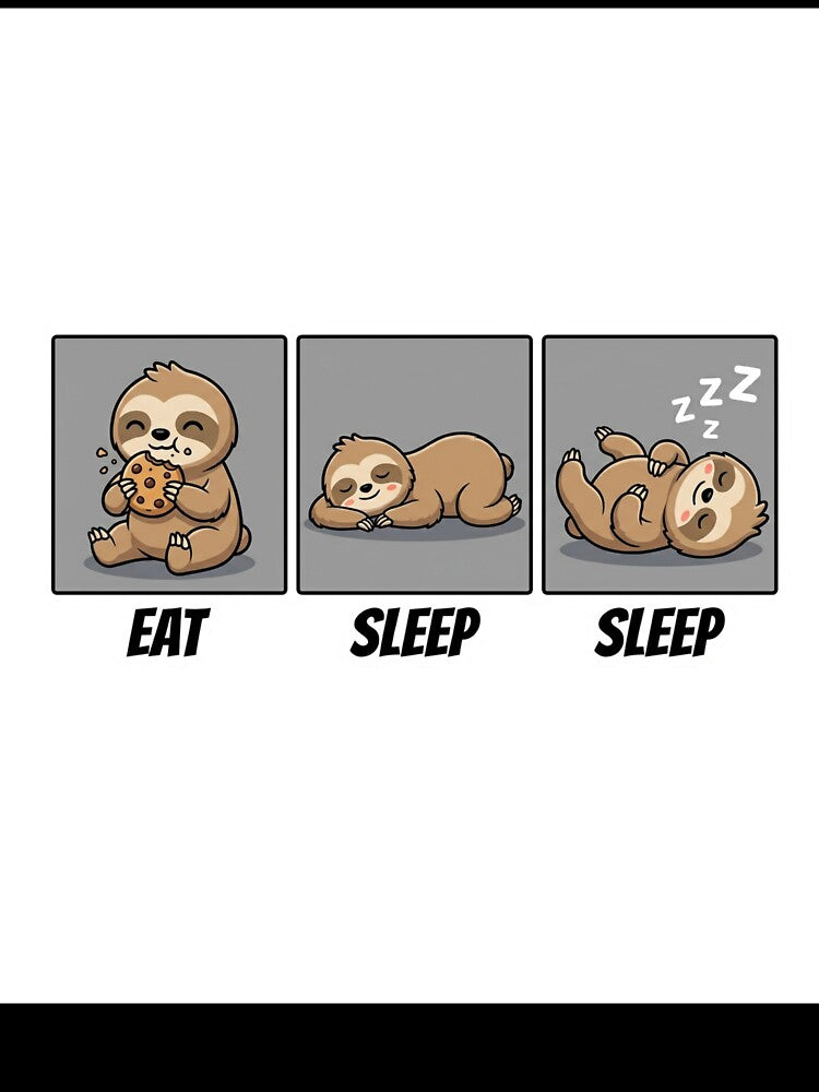 Funny Sloth Eat Sleep Sleep Routine by Hikmoi