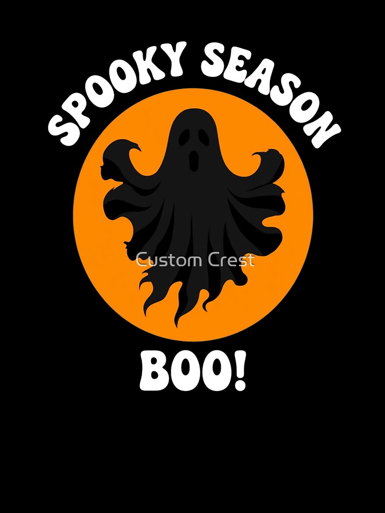Spooky Season Boo Ghost Orange Moon Halloween by Custom Crest