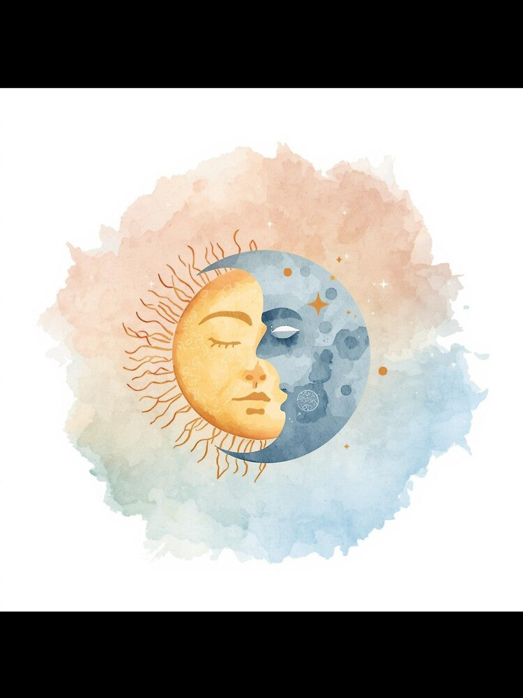 Sun and Moon Celestial Illustration – Mystical Aesthetic Art by Saynix