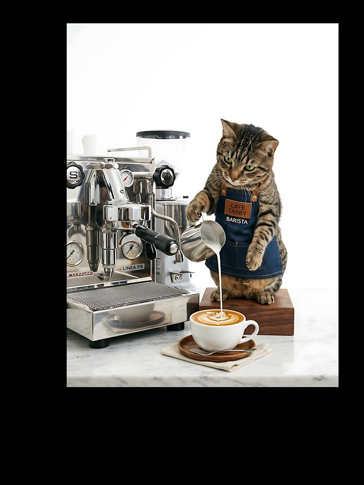 Tabby Cat Barista Artist by PictoVibe