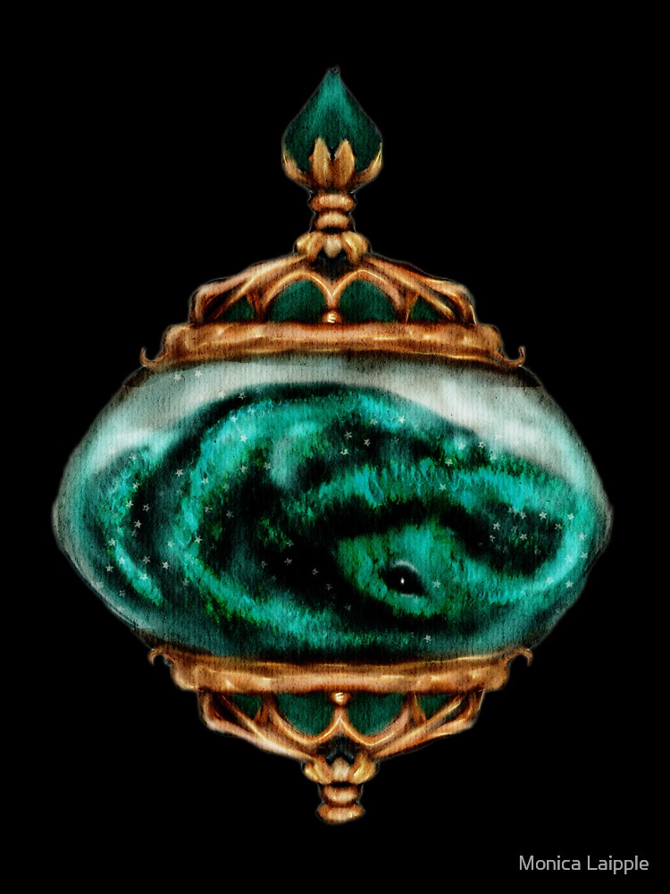 Dark academia snake art watercolor gothic jewelry design pendant by Monica Laipple