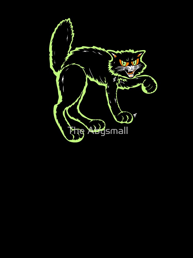 Vintage Halloween Black Cat - Black Background by The Abysmall