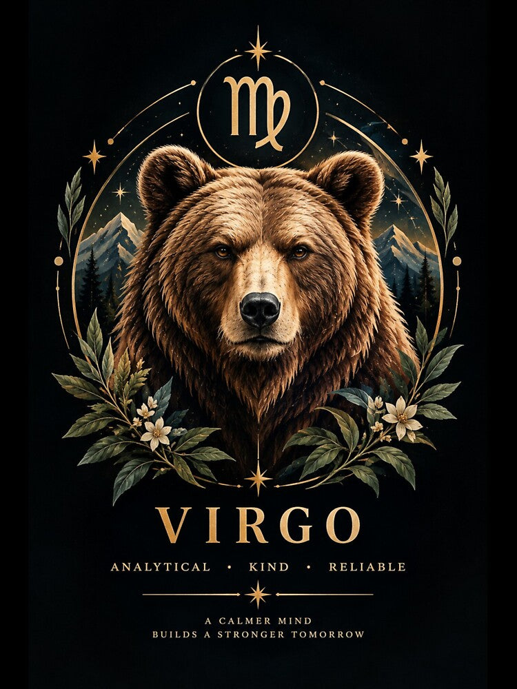 Virgo Zodiac Bear Celestial Astrology Art by varotti