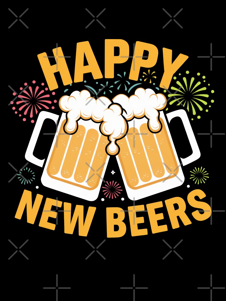 Happy New Beers Funny Beer Mugs Fireworks Celebration by Hananiah Merch