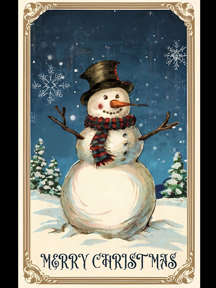 Vintage Snowmans Greeting Card: Merry Christmas by EmeraldeaDesign
