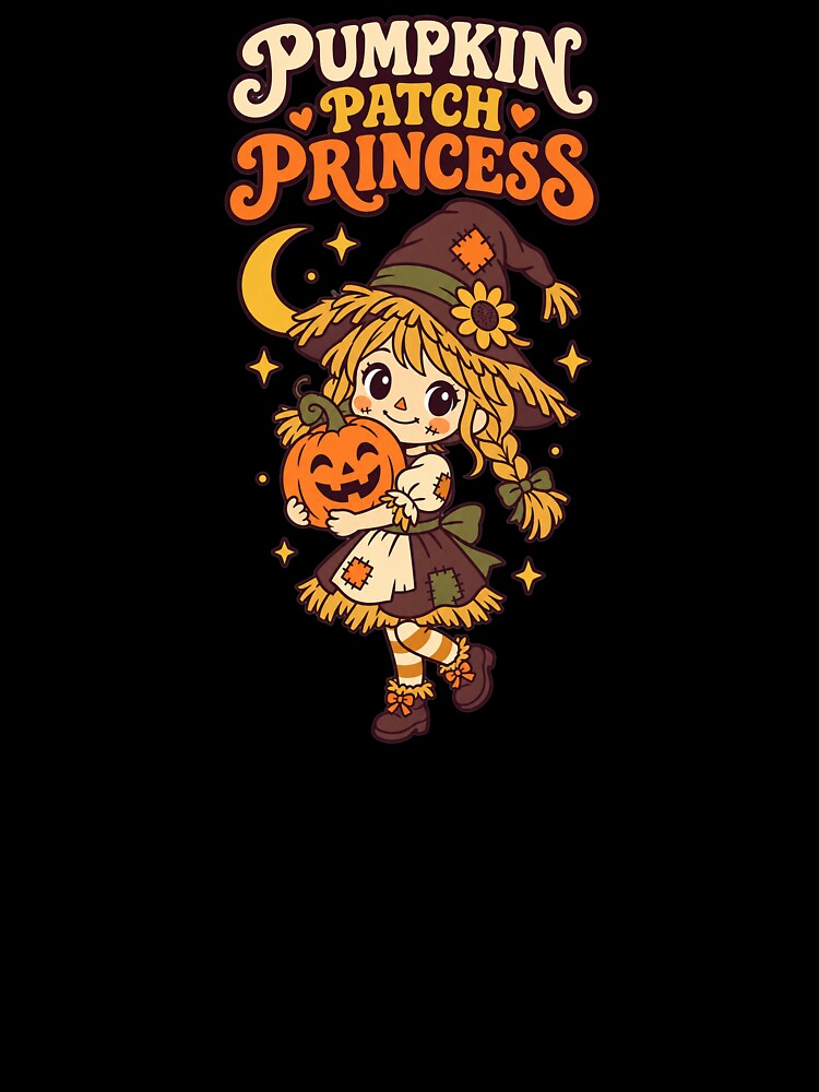 Pumpkin Patch Princess Cute Kids Halloween Scarecrow Girl Fall Pumpkin Design by VK Innovations
