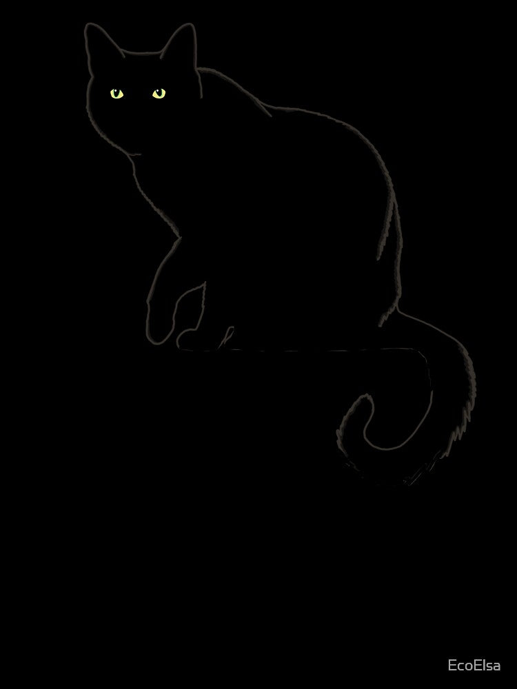 Pitch Black Cat - Orange Background by EcoElsa