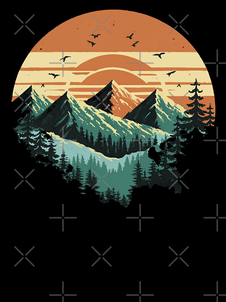 Vintage Mountain Sunrise: Retro Forest Landscape by Loving Nature Gifts