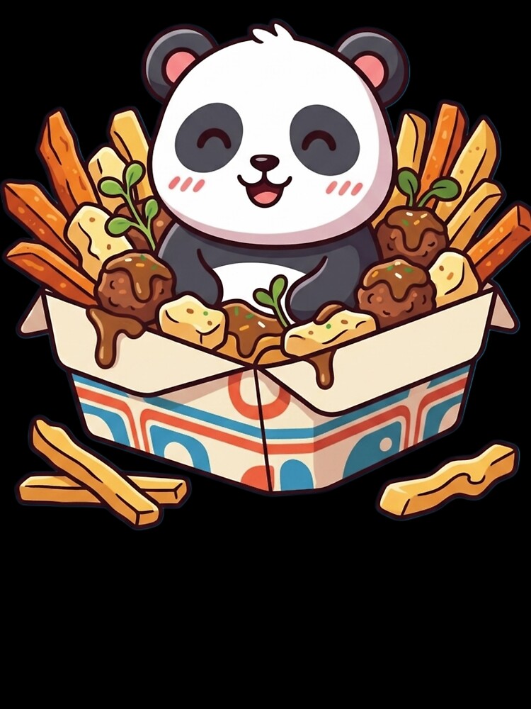 Cute Panda Fast Food Lover – Kawaii Fries & Snack Box Cartoon Design by snaperos