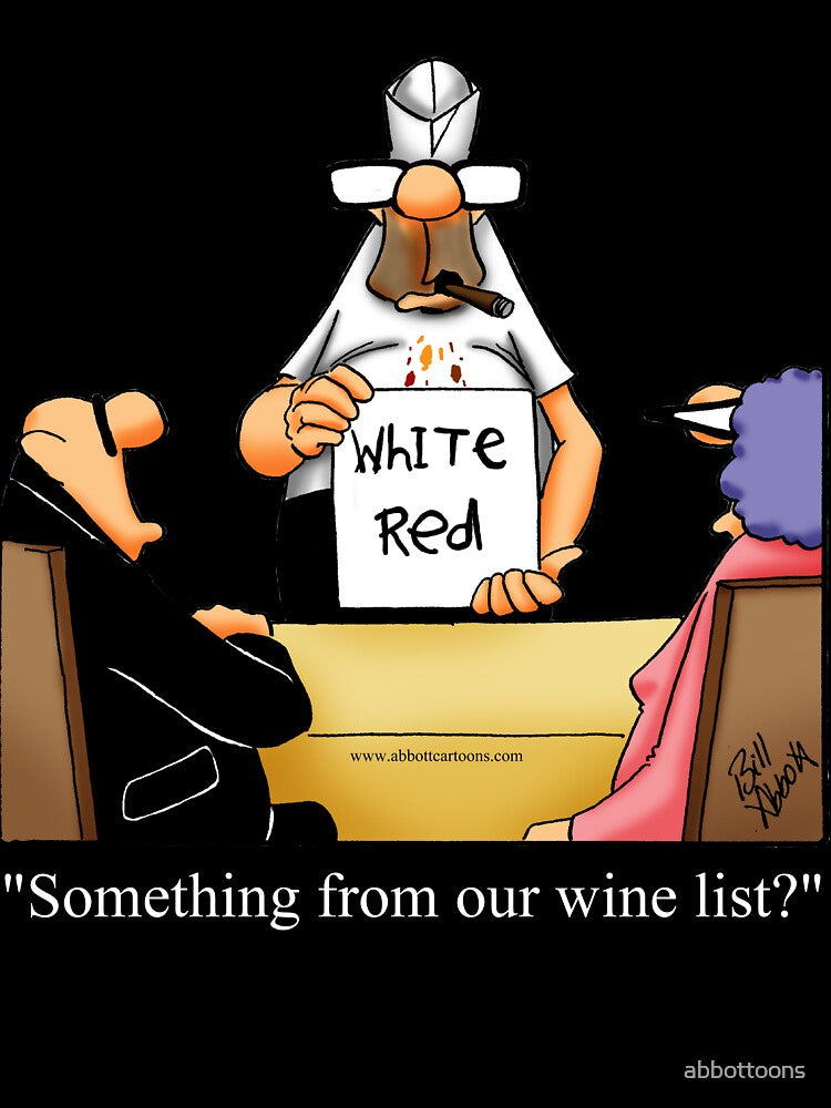 Funny Restaurant Wine Menu Cartoon Humor by abbottoons