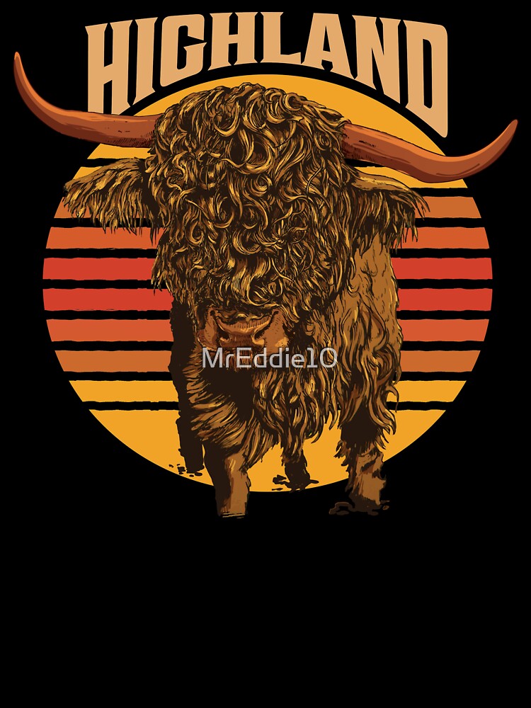 Vintage Scottish Highland Cow Art by MrEddie10