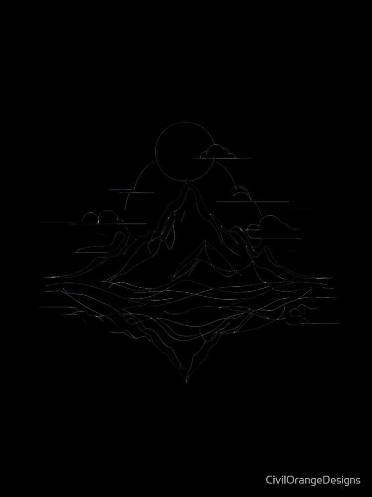 Minimal Mountain Line Art Reflection Design by CivilOrangeDesigns
