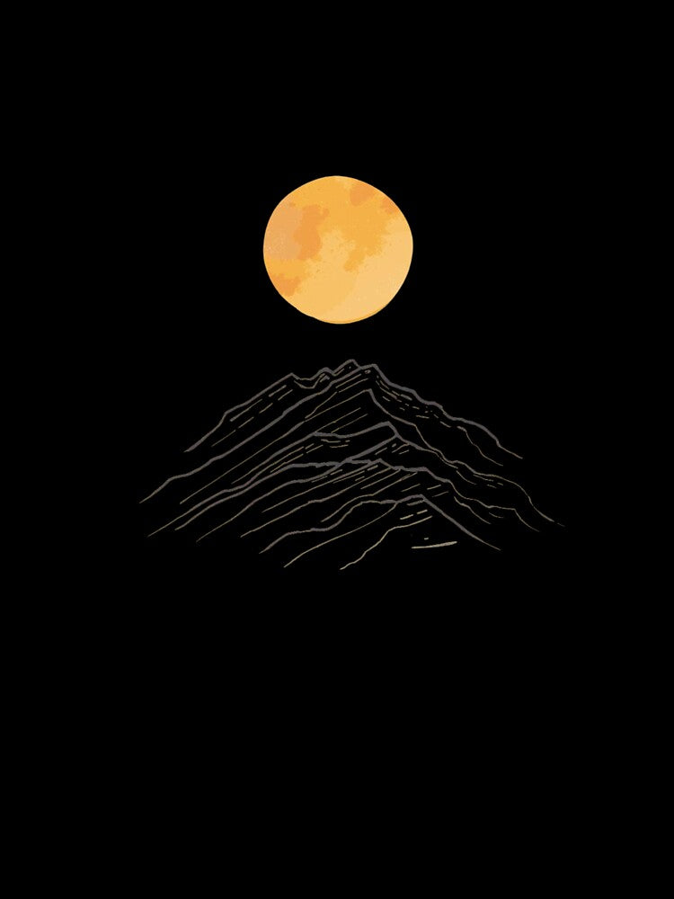 Aesthetic Mountain Peak and Full Moon by Vallentinez