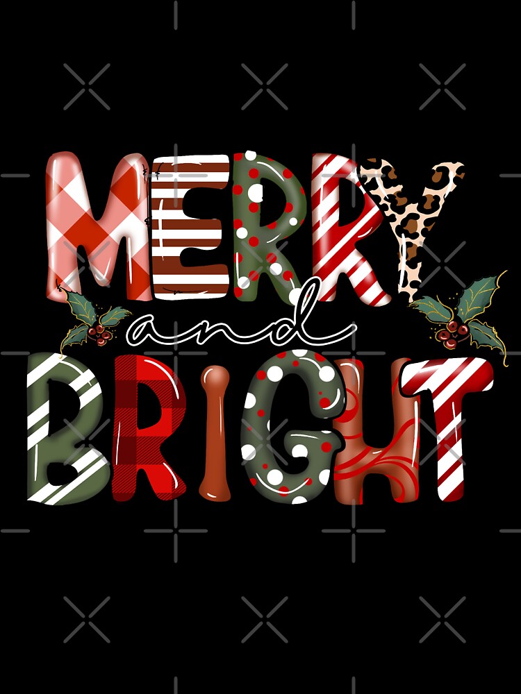 Merry and Bright christmas vibes leopard and flannel by Smix Pixels