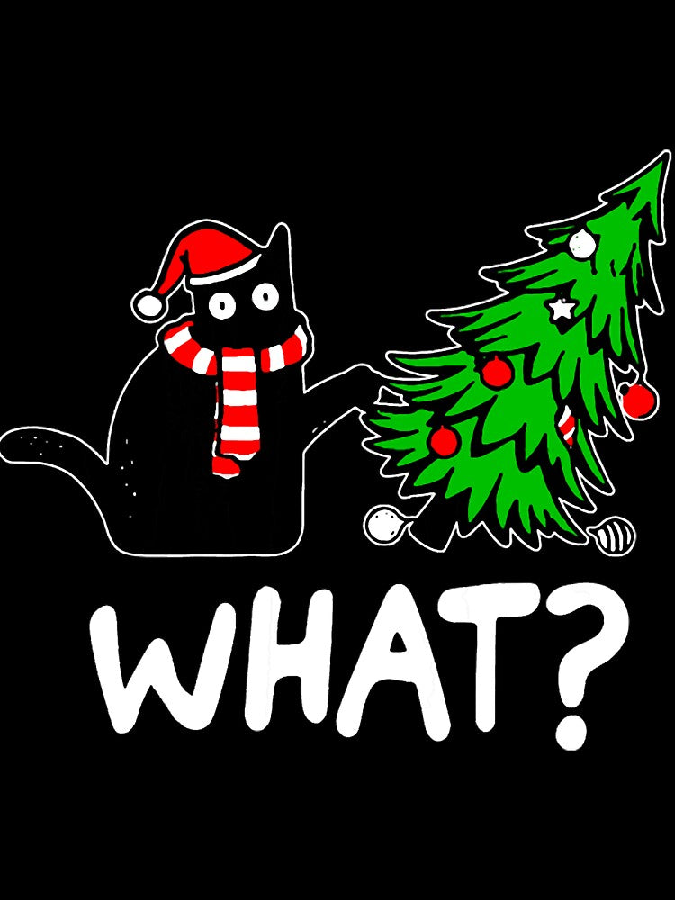Black Cat Pushing Christmas Tree Over Cat What by SusaManoll