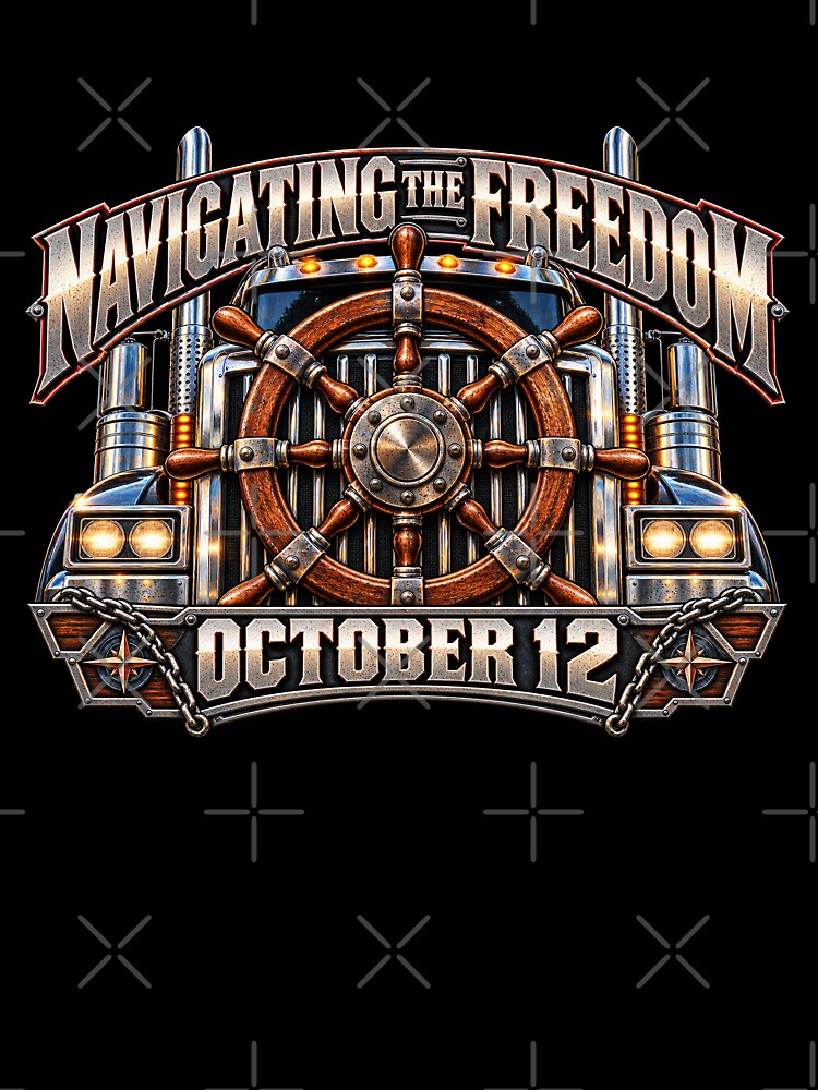 Navigating The Freedom | October 12 | Ship Wheel Semi Truck Grill Art by NomadForge