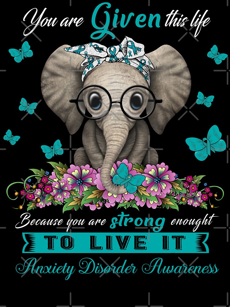 Anxiety Disorder Warrior Cute Elephant Lover Gifts by Adropine