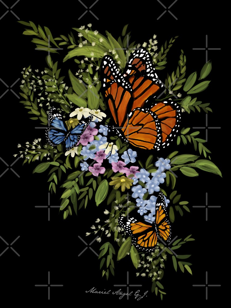 Monarch butterflies on wildflowers by Mariel Angel GJ