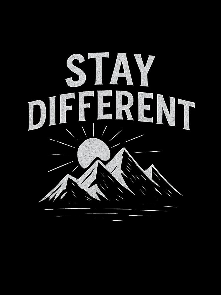 Stay Different - Minimalist Mountain Graphic T-Shirt by VibeCraft3