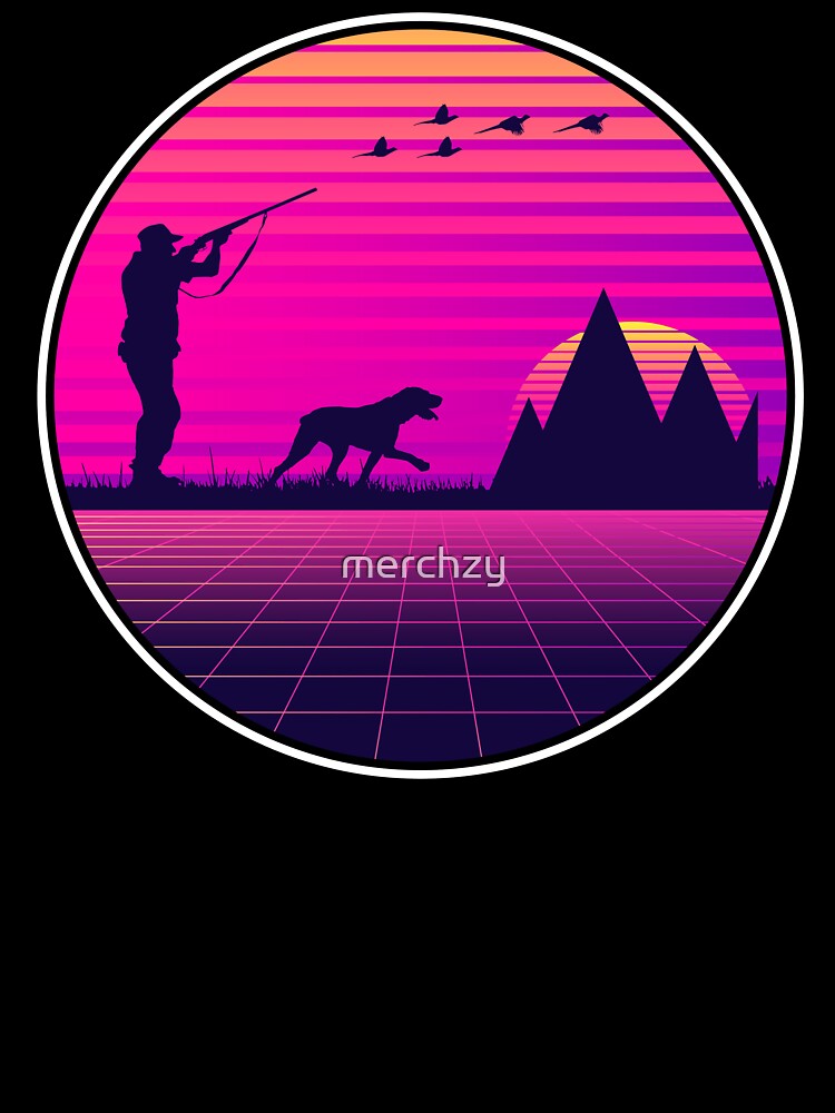 Vaporwave Style Pheasant Hunting Upland Bird Hunter Dog by merchzy