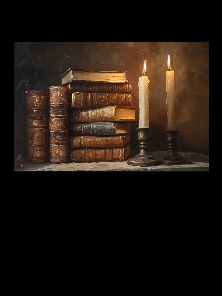 Dark Academia Aesthetic Art: Candlelit Leather Study by bapupa