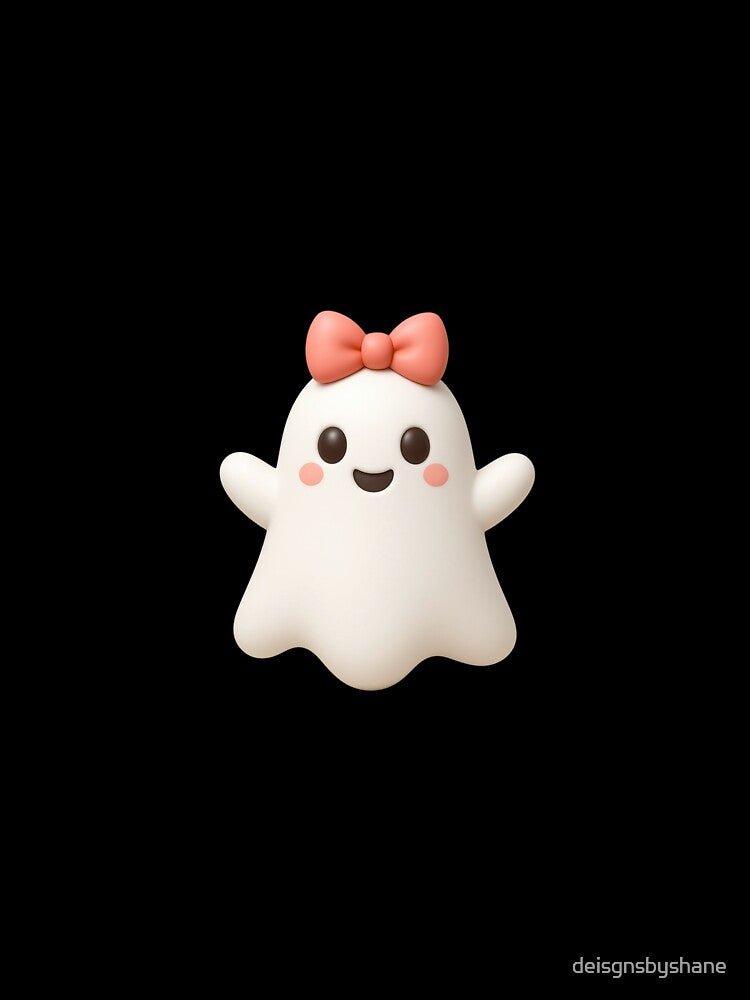 Cute 3D Halloween Ghost With Pink Bow by deisgnsbyshane