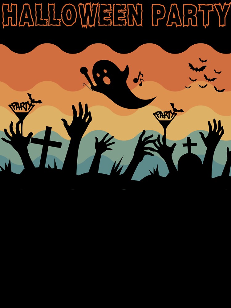 Retro Halloween Vintage.Halloween Party.Spooky cemetery. by JAGA-ALIME