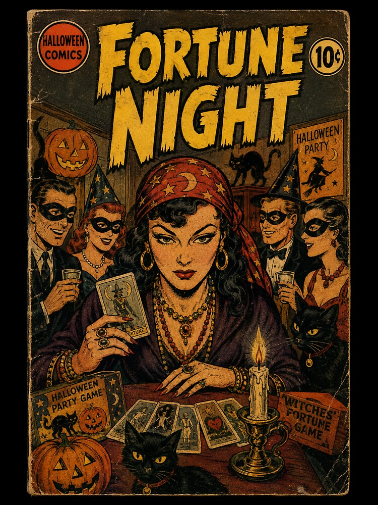 Antique Halloween Comic Cover Art: Fortune Telling Night by bapupa