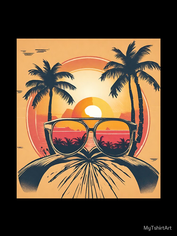 Beach Sunset - Retro Design by MyTshirtArt