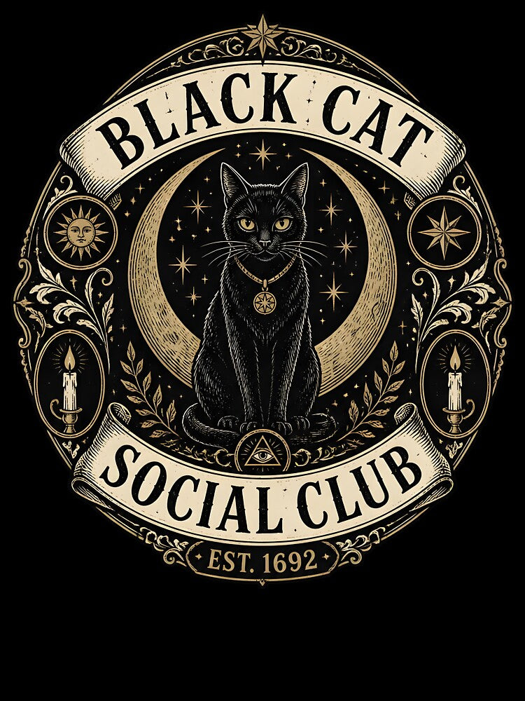 Black Cat Social Club Est 1692 Occult Halloween by OliviaHayesArt